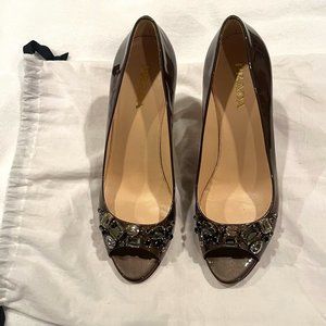Prada Jeweled Peep-Toe Pumps - Size 38.5